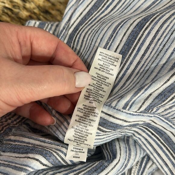 Chico’s Striped Linen Blend Textured Straight Leg Crop Pants Size XL - Picture 7 of 10